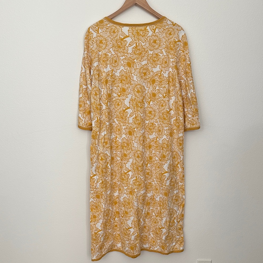 Garnett Hill Organic Cotton Floral Wrap Dress Yellow White spring summer XL soft - Picture 6 of 6
